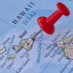 Red pin marking location on Hawaii map.