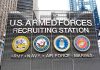 Sign for U S Armed Forces Recruiting Station