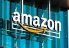Amazon logo on a glass building facade