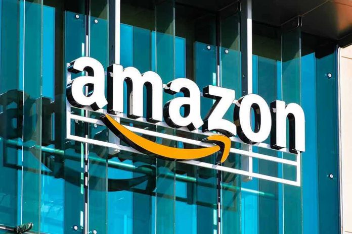 1569353527 Amazon logo on a glass building facade