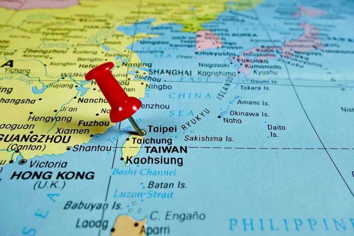 307847435 Red pushpin on map of Taiwan
