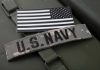 U.S. Navy patch with black-and-white American flag.