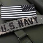 U.S. Navy patch with black-and-white American flag.