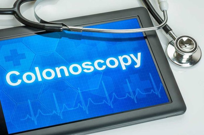Tablet displaying the word Colonoscopy with a stethoscope beside it