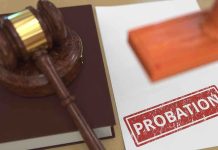 A gavel and a stamped document marked PROBATION