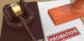 A gavel and a stamped document marked PROBATION