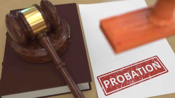 A gavel and a stamped document marked PROBATION
