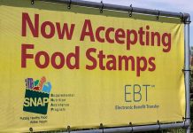 SNAP Runs Out – 41 Million AFFECTED! Yellow sign now accepting food stamps EBT SNAP