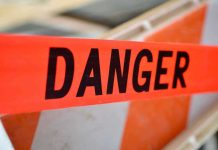 Red tape with the word Danger printed.