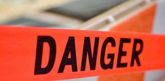 Red tape with the word Danger printed.