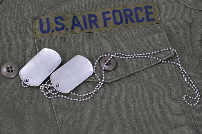 shutterstock_92273362.jpg Close-up of a U.S. Air Force uniform with dog tags