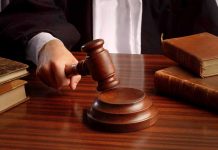 Courtroom Erupts in Wild Brawl Judges gavel on desk with books.