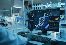 Headless Corpse Named After 56 Years Scientist analyzing DNA on computer in laboratory