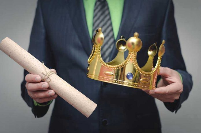 Person holding a crown and a scroll