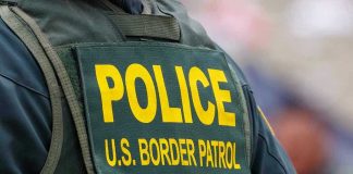 Freshman MURDERED—Biden Border Policy Blamed Police U.S. Border Patrol uniform close-up.
