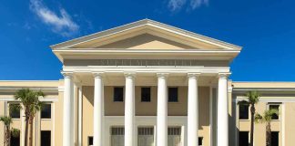 Haitian Migrant MURDERS Florida Mom Exterior view of the Supreme Court of Florida with columns and palm trees