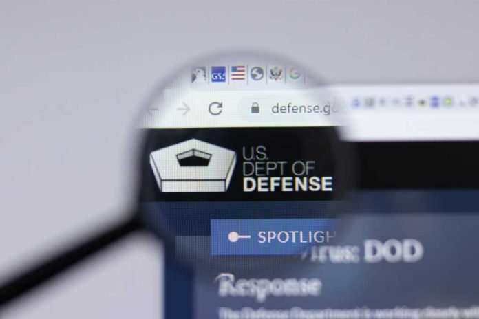 Magnifying glass focusing on US Department of Defense website