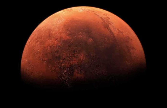 shutterstock_1723391659 Mars close-up with craters and canyons
