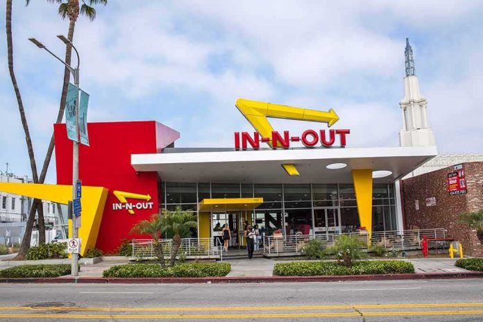 shutterstock_1120318580 In-N-Out Burger restaurant exterior with red and yellow design