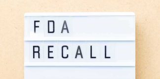 6 Hospitalized, Many More Sick – FDA Recall Lightbox sign reading FDA recall on beige background