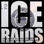 Bold black text over close-up of U.S. currency seal