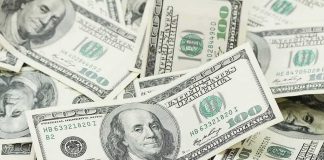 Stack of U.S. hundred dollar bills