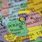 Close-up of a political map of Eastern Europe