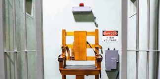 electric chair in a prison execution chamber