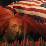 Trump Launches ‘Most Crushing’ Economic Attack on Iran US flag overlaid on dollar bills with red falling stock chart