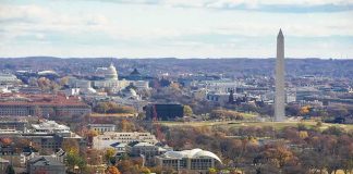 Washington Monument and U.S. Capitol across the National Mall