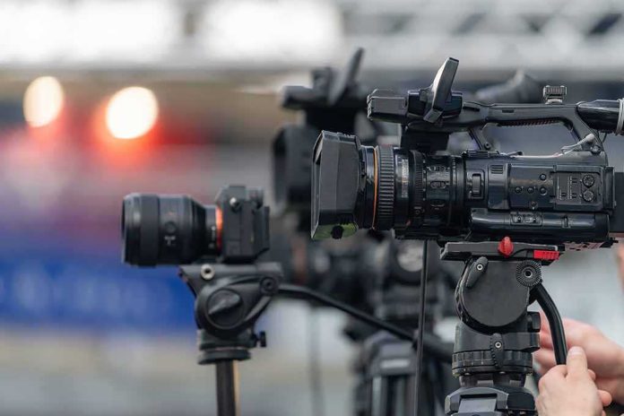 shutterstock_2762343045-3 Professional video cameras on tripods