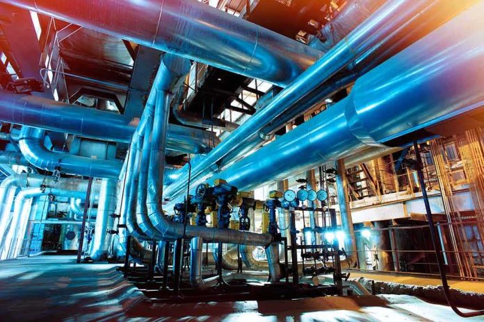 Industrial plant with large metal pipes and gauges