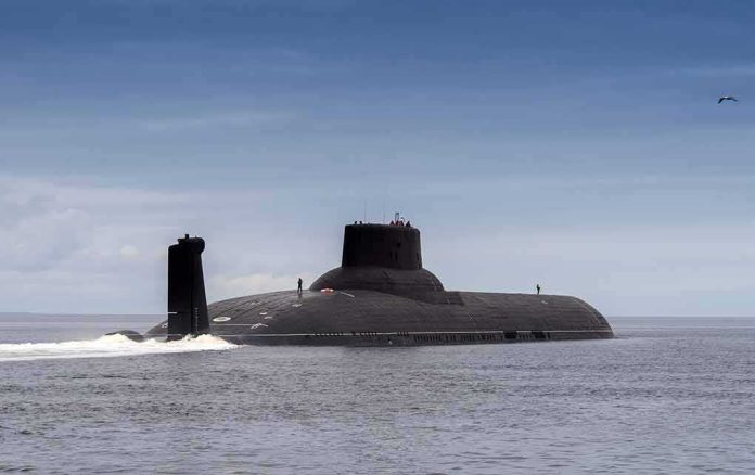 Submarine cruising on calm sea
